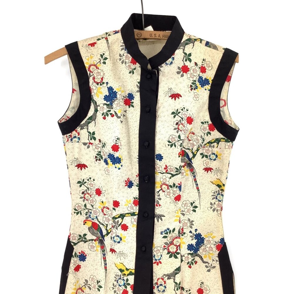 Vintage Sun Fashions Hawaii Floral Sleeveless Button-Down Long Dress Size 10 - Picture 4 of 6
